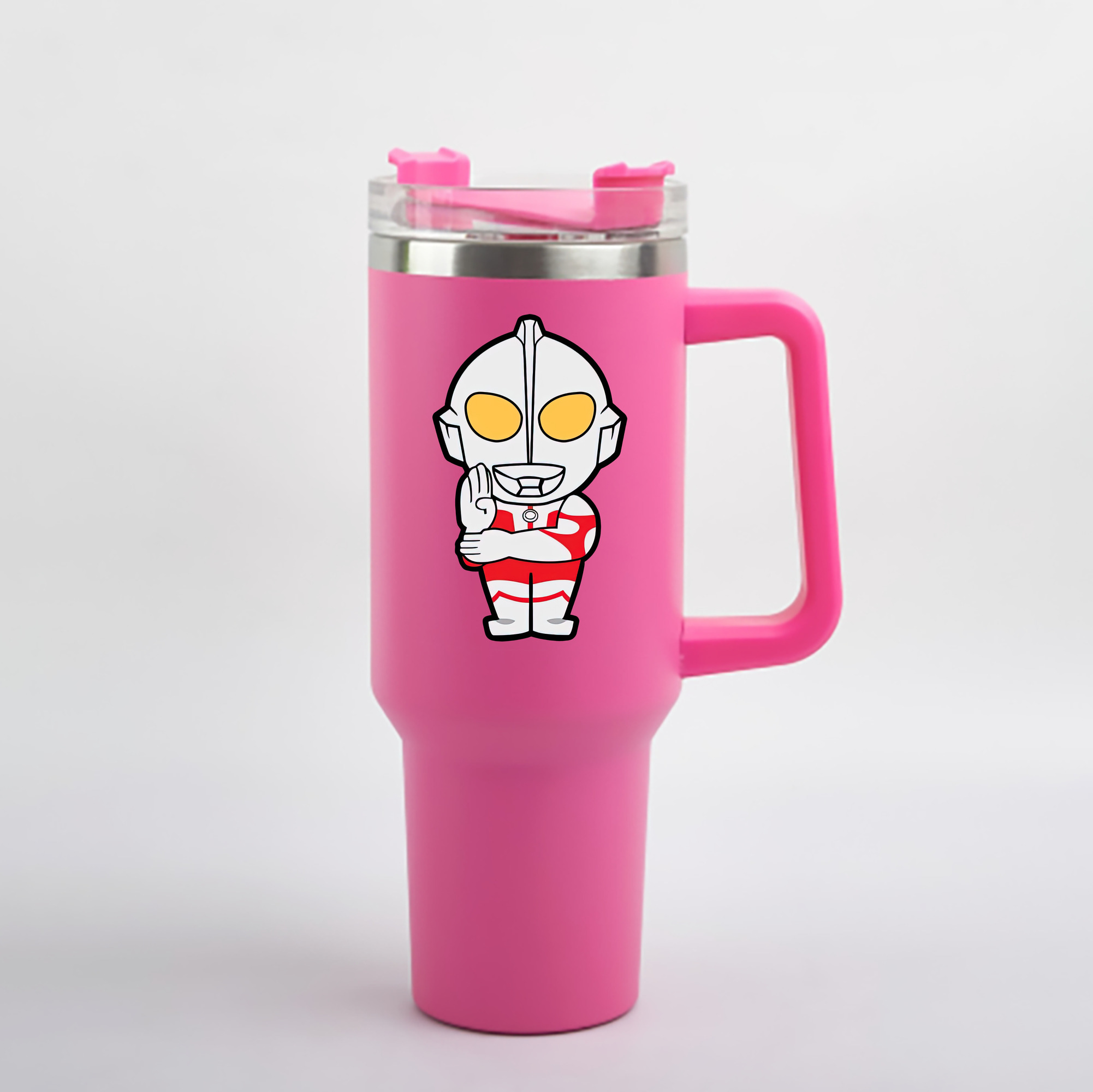（画像用） ウルトラマン Ultraman 1200mL車用タンブラー - クリスタルステッカー（プラスチックストロー付き）
